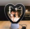Prk creations Plastic Round Heart Off White customized photo led lamp