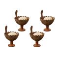 Brown Recycle Green handmade coconut shell dessert 4 spoon cup set