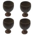 Round Brown Plain Recycle Green handmade coconut shell  cup set
