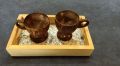 Upcycled Coconut Shell Tea Cup and Recycled Tray Set