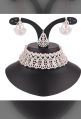 Polished Pink & Sliver Brass designer american diamond necklace set