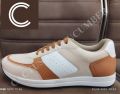 White Blue Beige and Orange mens runner synthetic leather sport shoes