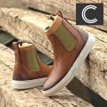 Crust Leather Tan Brown With Green mens tan brown high ankle casual leather boots