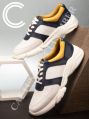 Navy And Yellow mens white daily wear leather shoes