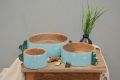 Round Blue Printed artistic impulse wooden bowls