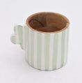 Round Multicolour Printed lime line wooden mug