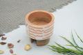 Round White and Peach Printed nutty crush wooden bowl