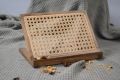 Polished Rectangular Brown rattan wooden laptop stand