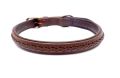 Braided dark brown leather dog collar