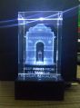 6x6x10 cm Crystal Cube India Gate 3d Model Laser Engraving