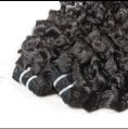 Black steam curly human hair weft extension