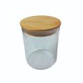 200gm Round Transparent Glass Candle Jar with Wooden Lid