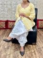 Cotton Yellow Full Sleeves Regular Fit Plain Patiala Suits