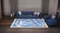 Rug Home 100 New Zealand Wool And Luxurious Viscose Smooth Rectangular White Blue Designer edana hand tufted rug