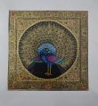 Peacock miniature painting on paper sheet with golden color