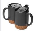 410ml ceramic cork base matte black coffee mug