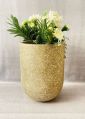 Golden Round Decorative Fiberglass Planter