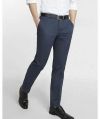 Mens Navy Blue Solid Cotton Trousers