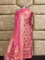 Ladies Pink Handloom Pure Banarasi Suit