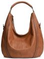 Leather Plain brown hobo handbag