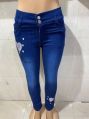 Blue Embroidered casual wear embroidery ladies denim jeans