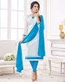 White 3/4 Sleeves Round Neck Printed Regular Fit cotton churidar light blue salwar suit
