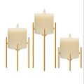 Gold Color Table Top Wrought Iron Pillar Candle Holder