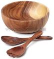 Wooden Serving Bowl & Spoons
