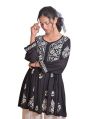 Sufiza Full Sleeve Stitched Frock Style black georgette chikankari short kurti