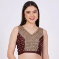 Brown Raw Silk Embroidered Blouse