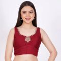 Maroon Raw Silk Embroidered Blouse