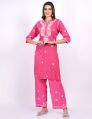Pink Rayon Chikankari Suit Set
