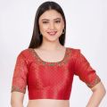 Red Banarasi Silk Embroidered Blouse