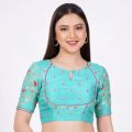 Sky Blue Silk Embroidered Blouse