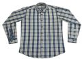 Light Gray & Blue Mens Cotton Check Shirt