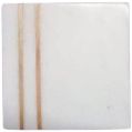 4x4 Inch Square White Marble & Wood Coaster
