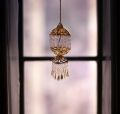 Glass Polished Transparent Golden hanging chandelier