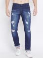Blue Regular Fit Rugged mens stylish denim jeans
