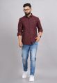 Mens Woolen Maroon Check Shirt