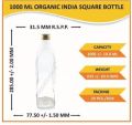 1000ml Organic India Square Glass Bottle