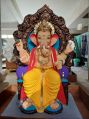 Multi Color Painted shadu clay ganesh statue