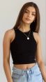 Cotton Plain Round Neck ladies black tank top