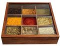 Square Brown wooden spice box