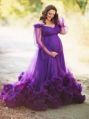 Purple Satin Maternity Gown