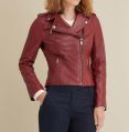 Sheep Leather Red Full Sleeves Plain sunn 14 ladies leather jacket