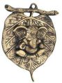 Antique Finish Leaf Shaped brass ganesha door hanging
