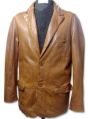 Brown Plain Leather Overcoat