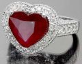 CZ 925 Silver Plated Heart Shaped Ruby Ring