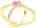 CZ 18k Gold Plated Ruby Ring