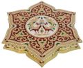 Star Shaped, Peacock Designed Hand-made Meenakari Decorative Platter/